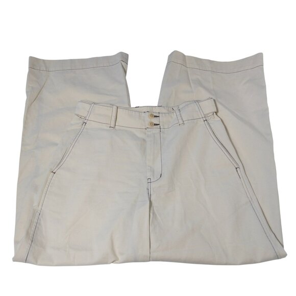 Madewell Button-Tab Wide-Legs Pants Cream SZ 6 100% Cotton Trendy Casual - Picture 3 of 15